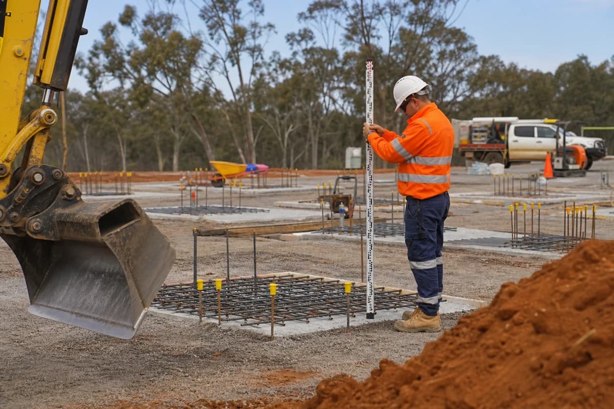 BESS hardstand construction NSW concrete foundation footing prepared on a compacted renewable energy pad in Central-West Orana, Australia