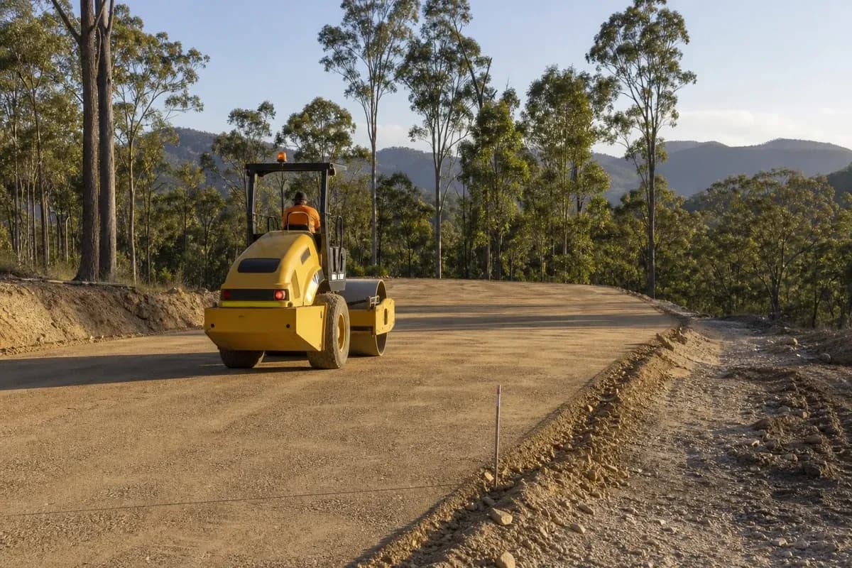 Civil site preparation NSW compacted formation and table drain ready for following trades on a NSW public works corridor