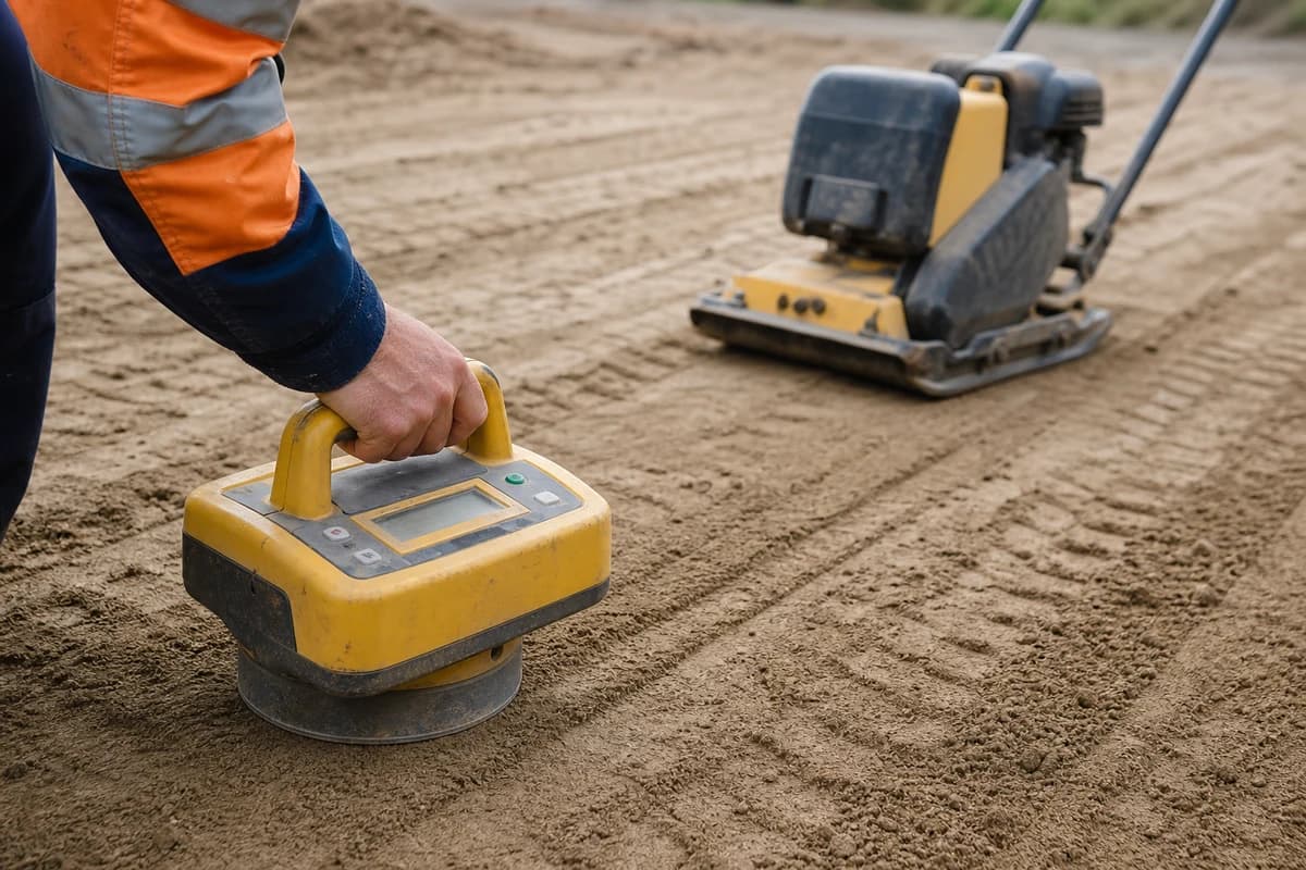 Civil site preparation NSW compaction testing on a freshly rolled earthworks pad