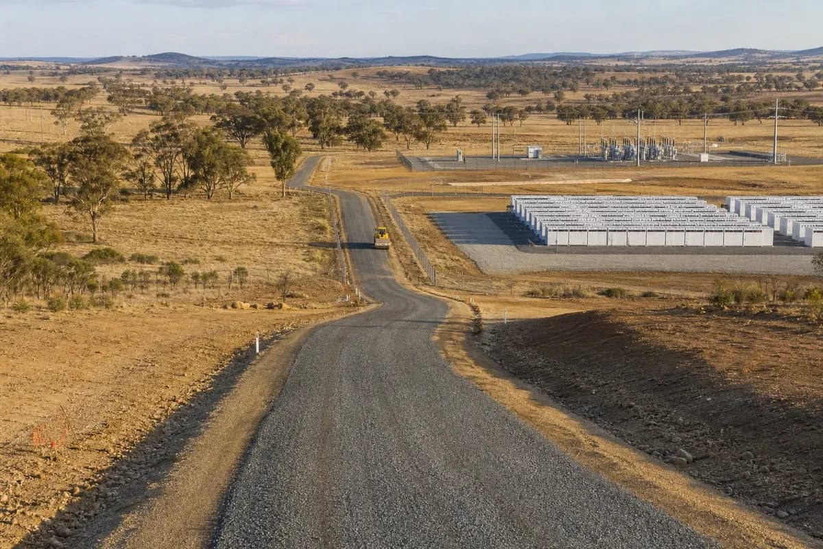 Renewable access roads leading to battery storage civil works hardstand and grid connection civil works compound across NSW farmland