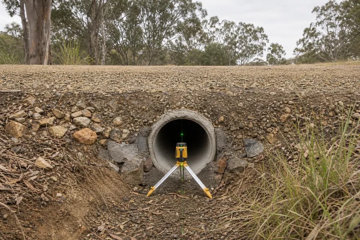 Culvert and table drain detail under renewable energy access roads NSW gravel corridor with invert level check