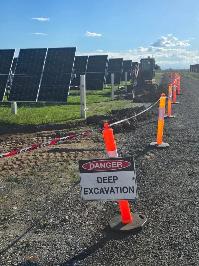 Controlled excavation and formation works representing renewable precinct civil enabling on an Australian energy site.